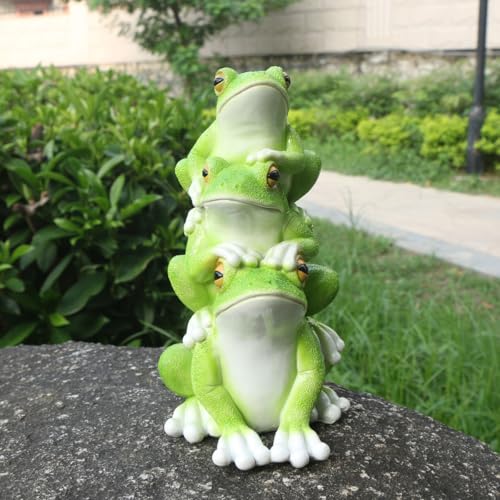 Deko Frosch Garten Figuren Frosch Deko Gartenfiguren Gartendeko Draußen Frühlingsdeko Harz Statue Wetterfest Garten Dekoration Ornament Für Miniteich Balkon Terrasse Rasen Teich Kantenhocker (B) von FONDUO