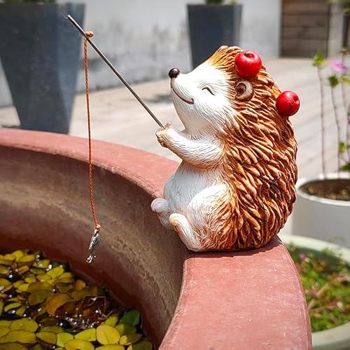 Deko Garten Frosch Figuren für Miniteich Deko Gartenfiguren für Draußen Wetterfest Gartendeko Ornament Harz Statue für Garten Zinkwanne Teich Balkon Terrasse Gartenteich Teichdeko Geschenk (F) von FONDUO