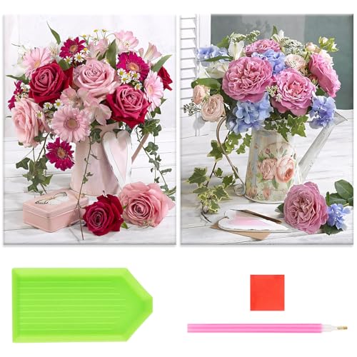Diamond Painting Bilder Für Erwachsene, 30x40 cm Diamond Painting Blumen 2er Set, Diamant Kunst Malerei Kit Mit Zubehör, Mosaik Handwerk Frühling Sommer Diamant Painting Foto Wohnzimmer Home Deko (A) Diamond Painting Bilder Für Erwachsene, 30x40 cm Diamond Painting Blumen 2er Set, Diamant Kunst Malerei Kit Mit Zubehör, Mosaik Handwerk Frühling Sommer Diamant Painting Foto Wohnzimmer Home Deko (A) von FONDUO