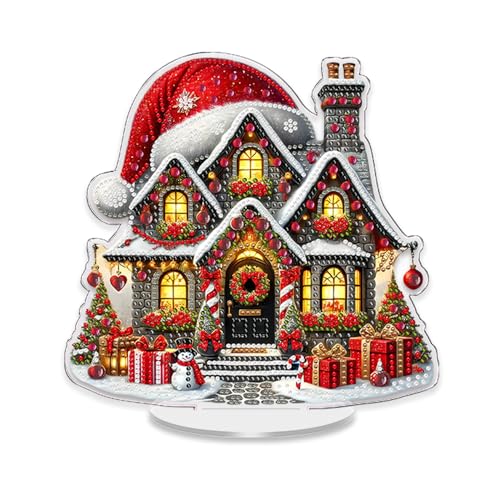 Diamond Painting Tischdeko Weihnachten Diamant Painting Winter Weihnachtshaus DIY Diamantmalerei Weihnachtsdeko Tisch Bilder Diamant Malerei Aufsteller Weihnachten Deko Innen Für Kinder Erwachsene (A) von FONDUO