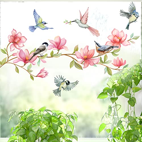 Doppelseitig Fensterbilder Frühling Fensterbilder Selbstklebend Fensterdeko Frühling Fensteraufkleber Blumen Schmetterlinge Deko Fenster Fenstersticker für Ostern Frühling Party Deko Fensterfolie (B) von FONDUO