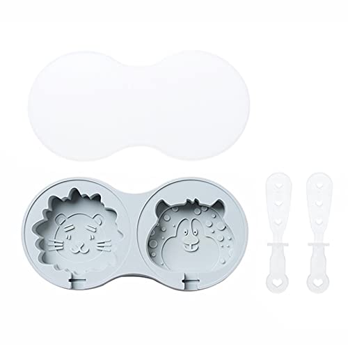 Eis am Stiel Silikon Ice Popsicle Mold Löwe Dina Tier silikonform 3D Eisform mit Kunststoffstäbchen Kunststoffstab, Eisförmchen Stieleisformer BPA Frei, Multifunktionale Popsicle Form (Löwe Blau) von FONDUO