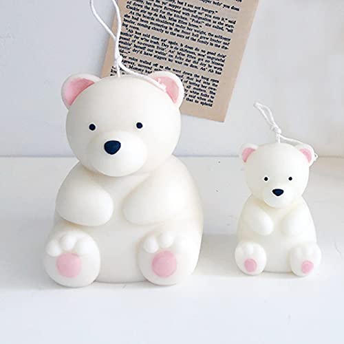 FONDUO 3D Kerzenform Baby Bär - Süßer Teddybär Silikonform - DIY Seifenform Fondantform Kerzen Gießform Backformen für die Herstellung von Schokolade, Süßigkeiten, Kuchen Deko, (A+B) von FONDUO