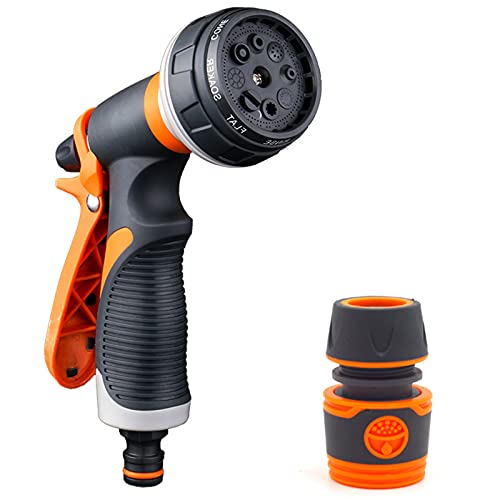 FONDUO Gartenbrause Handbrause Mit 8 Einstellbaren Sprühmustern Für Gartenbewässerung Autowäsche Rasenpflege Haustierbad Mit Schnellanschlussadapter Und Ergonomischem Griff von FONDUO