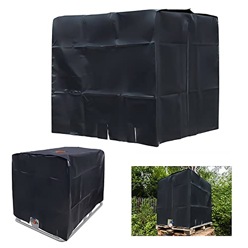 FONDUO IBC Cover 1000L|800L|600L wassertank Abdeckung,UV-Schutz Staubschutz, mit Lochauschnitt, UV-Folie Schutzhülle Schutzplane Schutzhaube Cover, Abdeckung für Wassertank (600L-Schwarz) von FONDUO