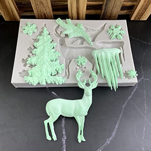 Silikonform 3D Weihnachten Elch Silikonform Hirsch Figuren Backformen Silikonform Weihnachtsbaum Fondant Backformen Silikon für Weihnachten Keks Pudding Muffin Schokoladen von FONDUO