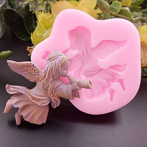 Silikonform Engel Silikonform Figuren Backformen für Weihnachten Keks Prägung Silikonform 3D Engel Ostern Fondant Backformen Silikon für Keks Pudding Muffin Schokoladen (Engel A) von FONDUO