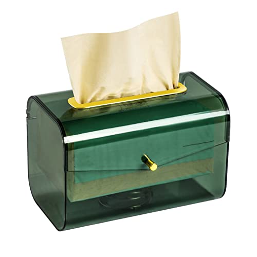 FONDUO Taschentuchbox, Tücherbox Mit Frühling Design, Kosmetiktücherbox Aus Kunststoff Mit Deckel, Tissue Box Taschentuch Aufbewahrungsbox Für Esszimmer Badezimmer Schlafzimmer Büro (Grün) von FONDUO