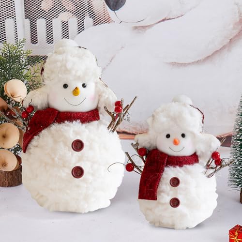 FONDUO Weihnachtsdeko Schneemann Figuren, Weihnachten Deko Puppe Innen, Weihnachts Tisch Deko, Weihnachtsschneemann Figur für Büro Zimmer Weihnachten Geschenke Dekoration (A+B) von FONDUO
