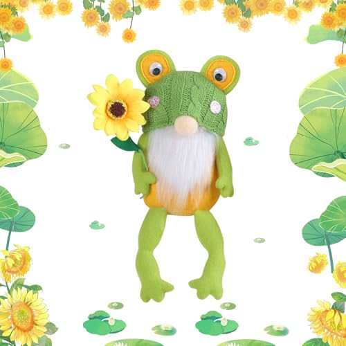 Frühlingsdeko Wichtel Figuren, Wichtel Frühling, Sommer Puppen, Handgefertigte Frühlingswichtel Frosch Deko, Deko Frühling WichtelPuppen für Innen Home Wohnzimmer Muttertag Tisch Dekoration (A) von FONDUO