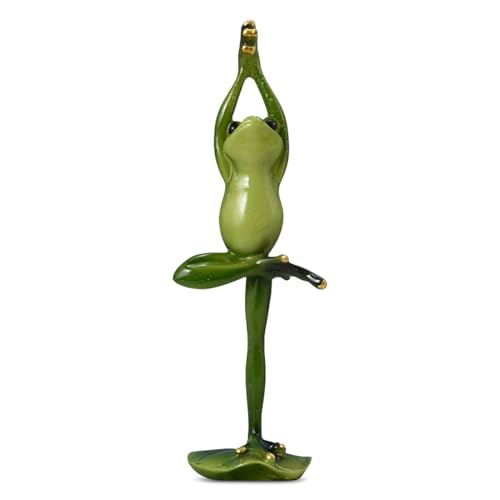 Garten Deko Figur Frosch Deko Yoga Frösche Gartenfigur aus Harz Teich Deko Frosch Ornament Gartendeko für Draußen Frühling Sommer Dekoration Tierfigur Für Blumentopf Balkon Geschenk (A) von FONDUO