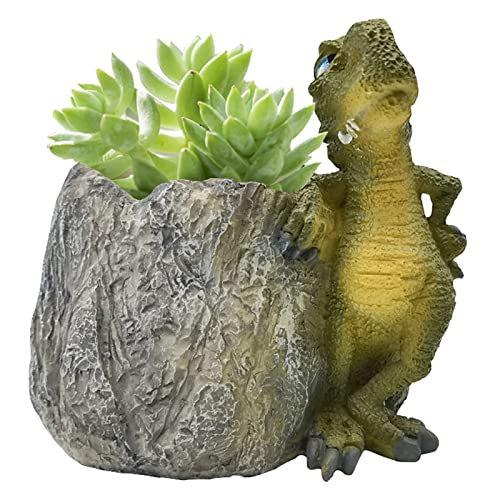 Gartendeko Tiere Dinosaurier Gartenzwerge Blumentöpfe Dinosaurier Vase Deko Figure Harz Tiere Figuren Gartenfigure für Außen Tiertöpfe Blumentöpfe Balkon Dekofigur für Garten Büro (Dinosaurier) von FONDUO