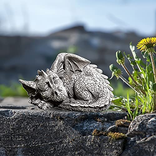 Gartenfigur Gartendrache|Drache Figur Gartenfigur Harz, Fantasy Figur Deko Drache Garten,Süsser Gartendrache Liebespaar, Gartendeko Drache Harz, Ornamente Für Terrasse, Vorgarten (Richtiger Drache) von FONDUO