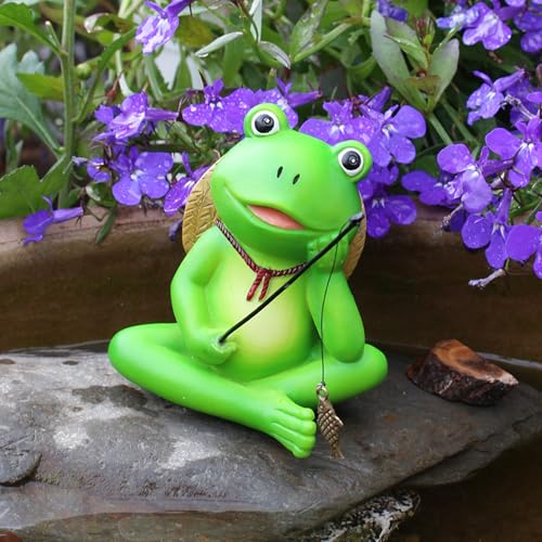 Gartenfiguren Frosch Deko Garten Kantenhocker Deko Frosch Gartendeko für Draußen Wetterfest Frühlingsdeko Tiere Ornament Für Drinnen Draußen Balkon Garten Ostern Frühling Dekoration (F) von FONDUO