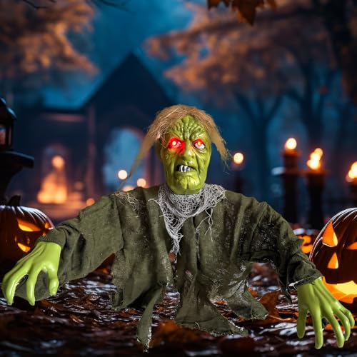 Halloween Deko Outdoor Horror Zombie Totenkopf Deko Lichter Für Gartendeko Leuchtender Geist Figuren LED Gartenstecker Halloween Dekoration LED Licht Für Draußen Party Hof Garten Deko Figur (A) von FONDUO