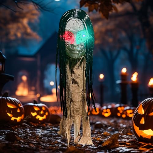 Halloween Deko Outdoor Horror Zombie Totenkopf Deko Lichter Für Gartendeko Leuchtender Geist Figuren LED Gartenstecker Halloween Dekoration LED Licht Für Draußen Party Hof Garten Deko Figur (B) von FONDUO