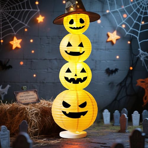 Halloween Laterne Kürbis Deko LED Licht Halloween Deko LED Kürbis Laterne Für Herbst Innen Outdoor Leuchtende Herbstdeko Kürbisse Papierlaterne Batterie Kürbislaterne Für Garten Terrasse (145cm) Halloween Laterne Kürbis Deko LED Licht Halloween Deko LED Kürbis Laterne Für Herbst Innen Outdoor Leuchtende Herbstdeko Kürbisse Papierlaterne Batterie Kürbislaterne Für Garten Terrasse (145cm) von FONDUO