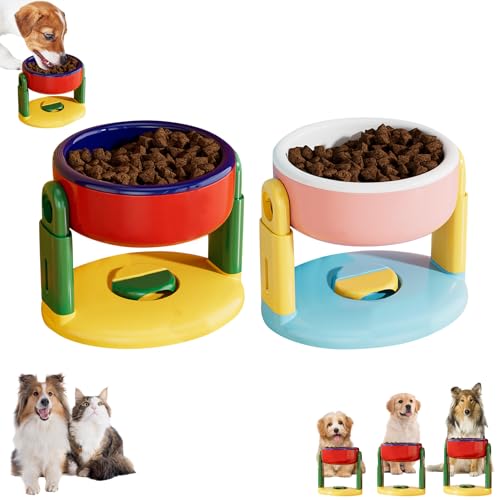 Hundenapf Erhöht, Höhenverstellbar Futternapf für Hund und Katze, Futterstation Hund mit Saugnapf, Hundenapfhalter, Eiserner Fressnapf, Hundenapf Ständer für Mittlere Große Hunde (A+B) von FONDUO