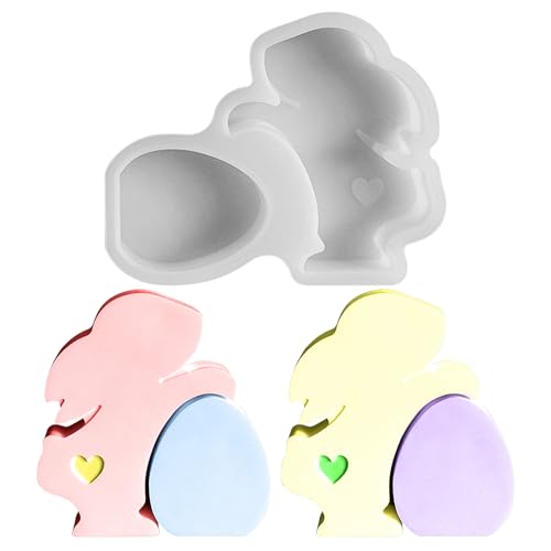 Osterhase Silikonform, Sitzender Hase Silikonformen, Gipsform zum Gießen, Giessformen Silikon, Silikon Gießform, Silikonform für Ostern Frühlings Valentinstag Heimdekoration (B) von FONDUO