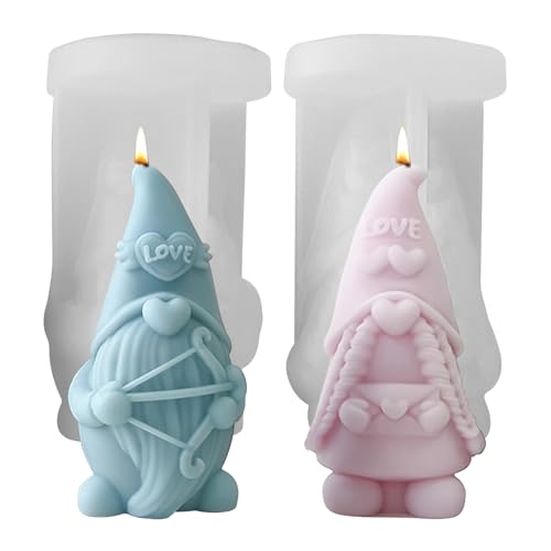 Wichtel Silikonformen Gießformen, 2 Stück Silikon Giessformen Valentinstag, DIY Zwerg Silikonform Kerzenhalter, Silicone Mold für Duftkerzen, Seifen, Süßigkeiten Gießformen Wichtel Silikonformen Gießformen, 2 Stück Silikon Giessformen Valentinstag, DIY Zwerg Silikonform Kerzenhalter, Silicone Mold für Duftkerzen, Seifen, Süßigkeiten Gießformen von FONDUO