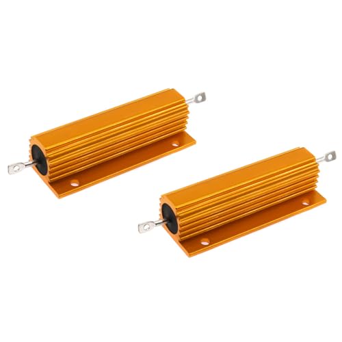 2 Stück FONGKNOX 100 W 5R Widerstand mit Aluminiumgehäuse 5 Ohm Aluminium-Goldschalengehäuse Drahtwiderstand Lastwiderstände Heatshink-Gehäuse Reparaturtest Metallwiderstand von FONGKNOX