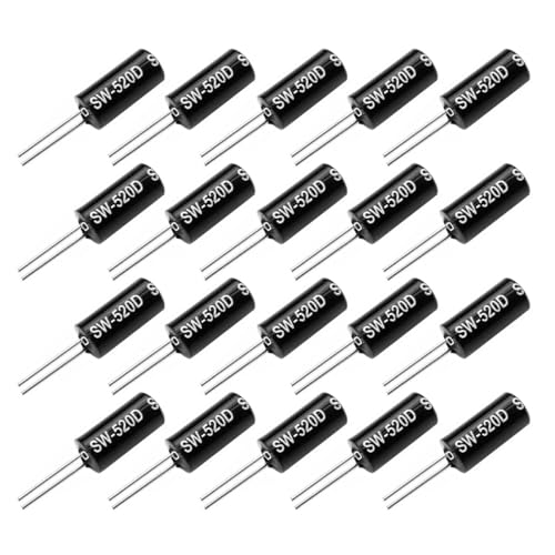 20 Stück FONGKNOX Elektronischer Vibrationssensor SW-520D Kugelschalter Neigungssensorschalter 11,5 x 5,2 mm für kleine Haushaltsgeräte Sportgeräte Schwarz von FONGKNOX