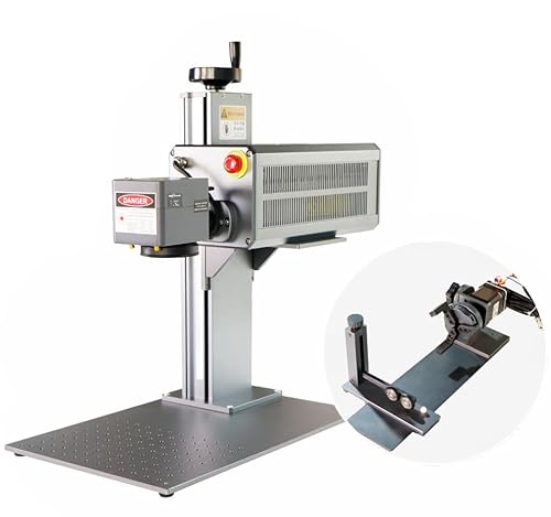 FONLAND CO2 Lasergravur Markierungsmaschine Integrierte tragbare Graviermaschine industrieller Desktop Lasergravierer für Holz, Kunststoff, Leder, Acryl, Papier (35W Rotation) von FONLAND