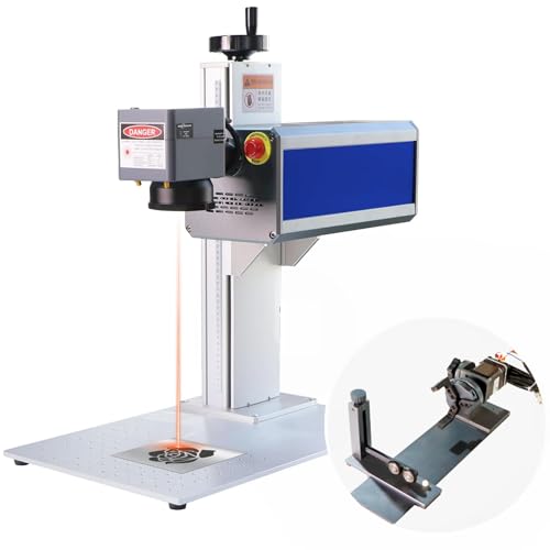 FONLAND Faserlaser Markierungsmaschine Integrierte Tragbare Graviermaschine Industrielle Desktop Faserlaser Graviermaschine für Metalle (20W with Rotation) von FONLAND