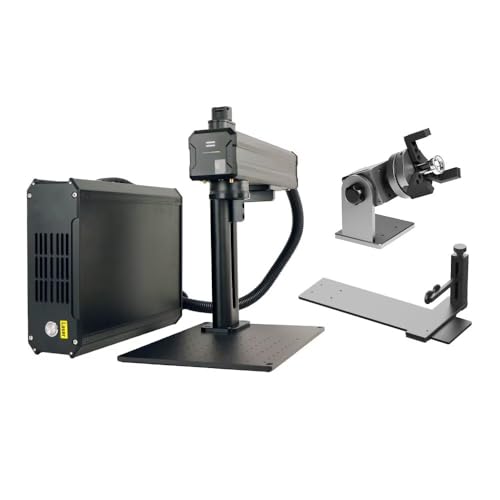 FONLAND Faserlaser-Markierungsmaschine mit Rotary, 30W 1064 nm 2-in-1 tragbare Lasergravurmaschine für alle Metalle, Schmuck, Kunststoffe, DIY-Erkennungsmarken von FONLAND