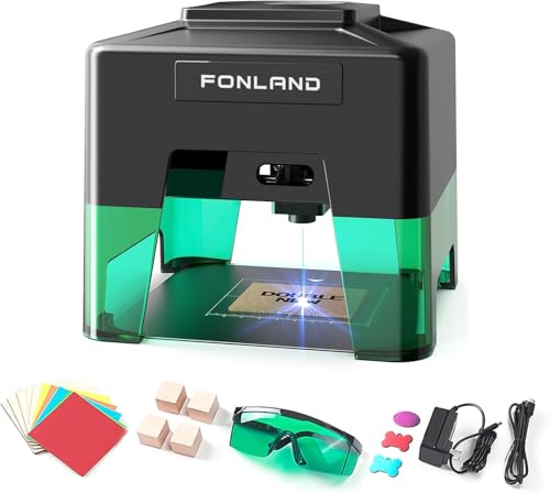 FONLAND Lasergravurmaschine, Schnelle Mini-Logo-Markierungsmaschine für Holz, Kunststoff, Hundemarken,Leder, CNC, DIY (1.6W) von FONLAND