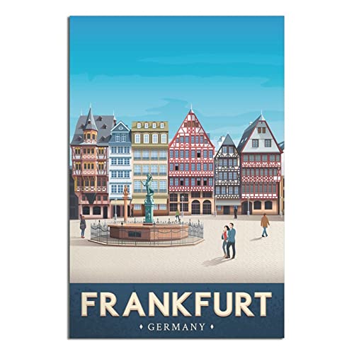 Deutschland Frankfurt Vintage Reiseposter Römisches Forum Leinwandkunst Poster Gemälde Bilder Wandkunstdrucke, Wanddekoration für Schlafzimmer, Home Office Decor Party Geschenke 20 x 30 cm von FONNIQ