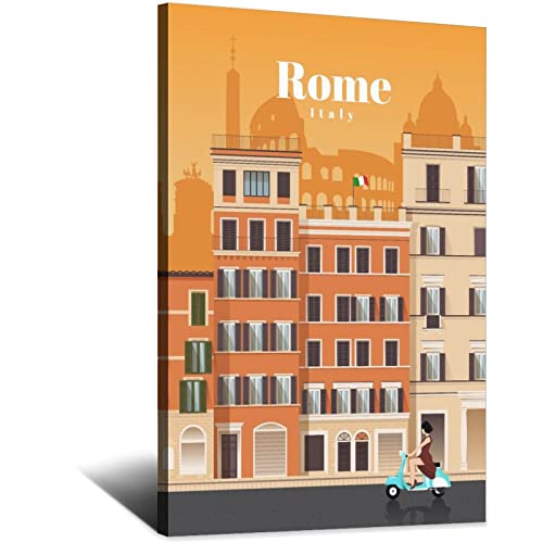 Italien Rom Vintage Reiseposter Kolosseum Leinwand Kunst Poster Gemälde Bilder Wandkunst Drucke, Wanddekoration für Schlafzimmer, Home Office Decor Party Geschenke 50 x 75 cm von FONNIQ