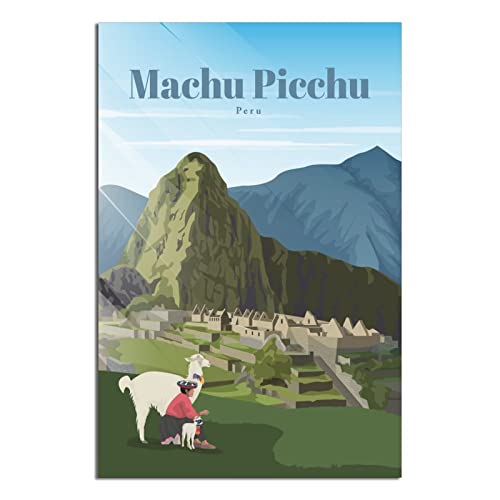 Peru Vintage Reiseposter Machu Picchu Historische Standort Leinwandkunst Poster Malerei Bilder Wandkunst Drucke, Wanddekoration für Schlafzimmer, Home Office Decor Party Geschenke 20 x 30 cm von FONNIQ