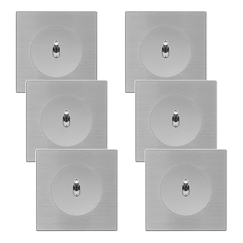 Fontini 6 x ALU GLOSSY DOM Wechselschalter mit 6 einfachen metallic grauen Platten - eine elegante und leistungsstarke Lösung für optimale Lichtsteuerung von FONTINI