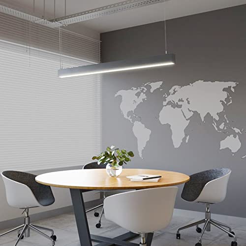 FOOC LED-Pendelleuchte 114 cm Länge 25 Watt 3000 K blendfreier Aluminium-Hängeleuchter 2600 Lumen Leuchte für Arbeitszimmer, Gewerbe, Büro, Werkbank, Garage, Weiß von FOOC