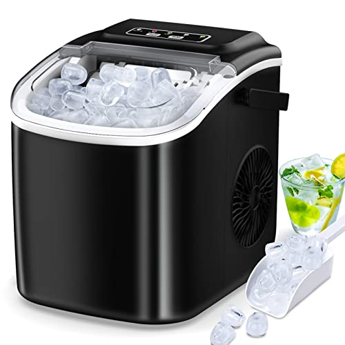 Ice Maker Cube Maschine Eiswurfelmachine Eiswürfel Arbeitsplatte In 6 Minuten fertig 2L mit Eisschaufel und Korb LED-Anzeige Für Home Bar Schwarz von FOOING