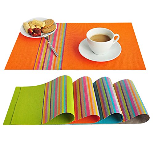 FOOKREN Tischsets Abwaschbar Platzset 4er Set Platzdeckchen Hitzebeständig rutschfest Schmutzabweisend und Platz-Matten für küche Speisetisch (30x45cm) (Orange-004) von FOOKREN