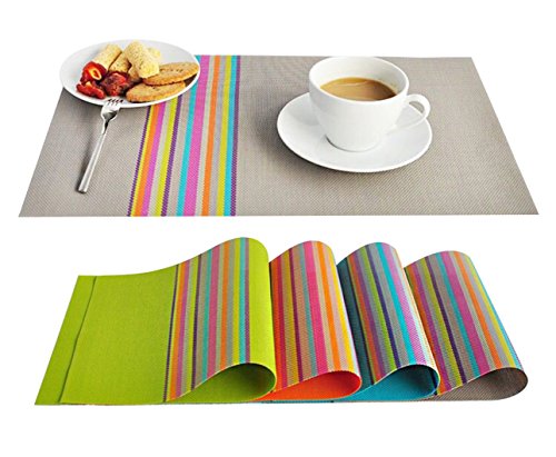 FOOKREN Platzdeckchen 6er Set PVC Platzsets Abgrifffeste Hitzebeständig Tischsets Abwaschbar rutschfest Schmutzabweisend und Waschbare Platz-Matten für Küche Speisetisch 30x45cm D-20015 (Grau) von FOOKREN