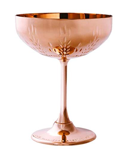 Martini-Glas Weizenohrmuster Edelstahl-Sektschale 280 ml, Stainless Steel Champagne Bowls, Rotweingläser, Sektgläser Metall Unzerbrechlich für Hochzeit Partys und Outdoor Rose gold set of two von FOOLS ALIBAI