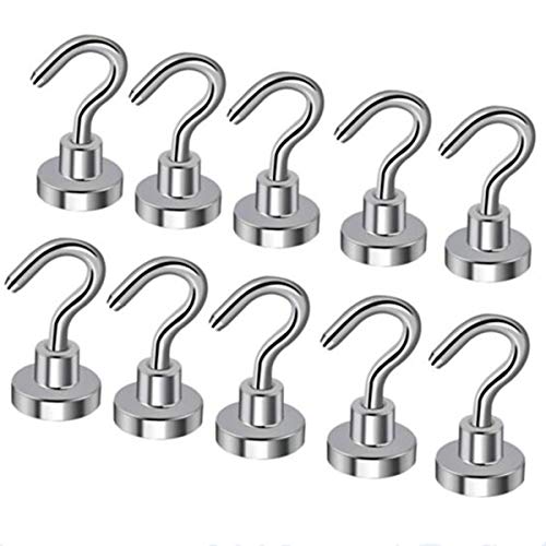 Magnetische Haken, Magnethaken, super starker Magnetismus, 22 kg, robuste Magnethaken, zum Aufhängen für drinnen und draußen, 10 Stück von FOOLSALIBAI