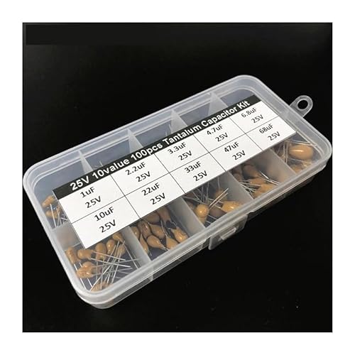 10values 100pcs 25V 1uF 2.2uF 3.3uF 4.7uF 6.8uF 10uF 22uF 33uF 47uF 68uF tantalum capacitor assorted kit with storage box Capacitance Meters 10values 100pcs 25V 1uF 2.2uF 3.3uF 4.7uF 6.8uF 10uF 22uF 33uF 47uF 68uF tantalum capacitor assorted kit with storage box Capacitance Meters von FOPURE