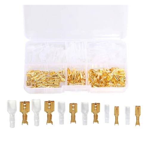 150PCS Assorted 2.8/4.8/6.3mm Crimp Spade Terminals Female Connector Wire Wrap Connectors + Insulation Sheath Kit von FOPURE