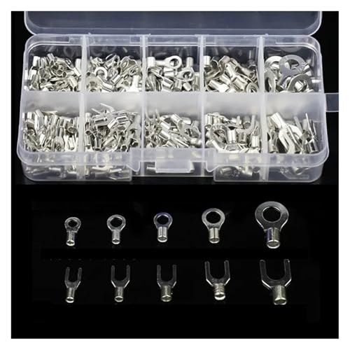 320PCS Non-Insulated Ring Fork U-Type Brass Terminals Assortment Kit Cable Wire Connector Crimp Spade Connector von FOPURE
