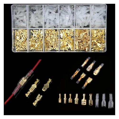 450PCS Assorted Male Female Electrical Wire Spade Crimp Connectors 2.8/4.8/6.8mm Crimping Splice Terminals & Insulation Sheath von FOPURE