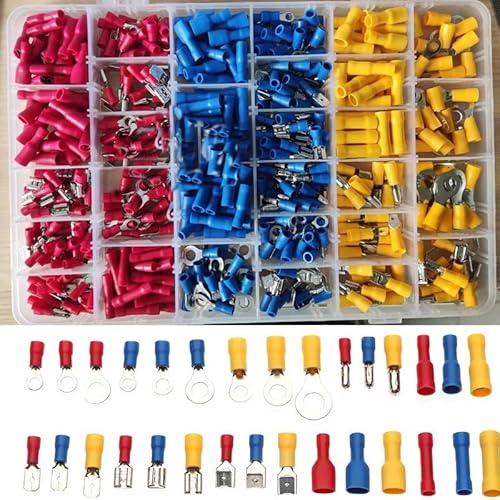 500PCS Insulated Cable Connector Electrical Wire Crimp Spade Butt Ring Fork Set Ring Lugs Rolled Terminals Assorted Kit 500PCS Insulated Cable Connector Electrical Wire Crimp Spade Butt Ring Fork Set Ring Lugs Rolled Terminals Assorted Kit von FOPURE
