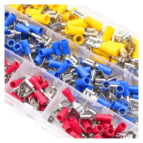 FOPURE 140PCS Red Blue Yellow Semi-Insulated Piggy Back Spade Quick Splice Crimp Wire Connector Assorted Kit 22-10AWG von FOPURE