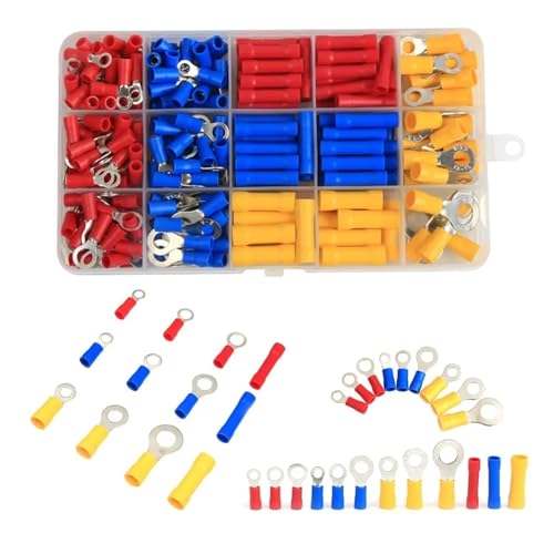 FOPURE 258PCS Assorted Ring Butt Wire Crimp Terminals Insulated Electrical Wire Cable Crimping Connector Kit AWG22-10/0.5-6.0mm2 von FOPURE