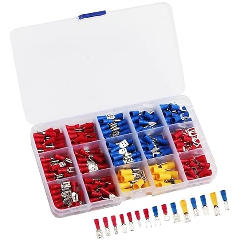 FOPURE 280pcs Spade Insulated Terminals Cable Connector Electrical Wire Crimp Butt Ring Fork Set Ring Lugs Rolled Crimp with Plier von FOPURE