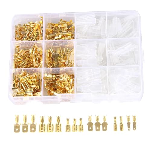 FOPURE 300Pcs Assorted Crimp Spade Terminals 2.8/4.8/6.3mm Female/Male Terminals Electrical Wire Connectors with Insulating Sleeves von FOPURE