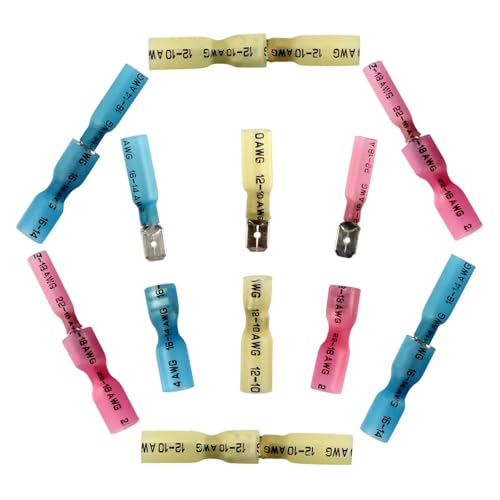 FOPURE 50PCS Heat Shrink Crimp Terminals Spade Wire Cable Connectors Fully Insulated Female/Male Electrical Crimping Terminators von FOPURE